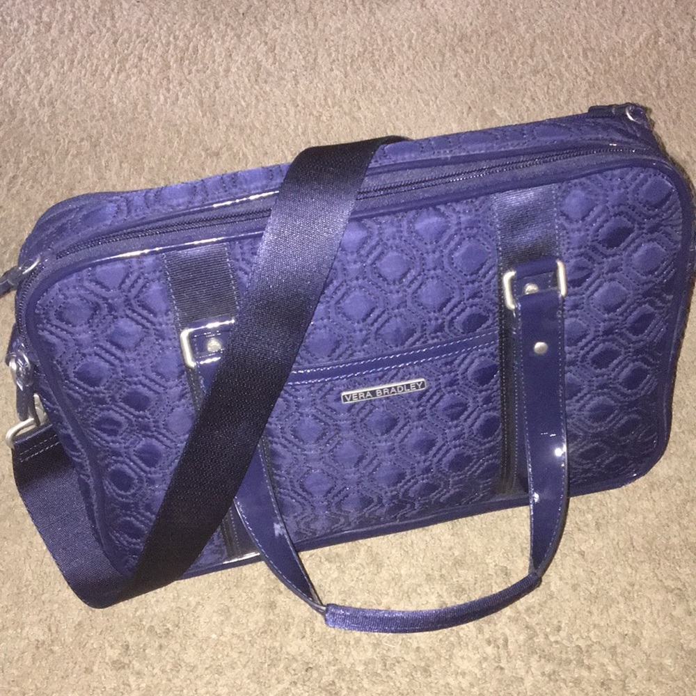 Vera Bradley Navy Blue Quilted Two-zip Laptop Bag